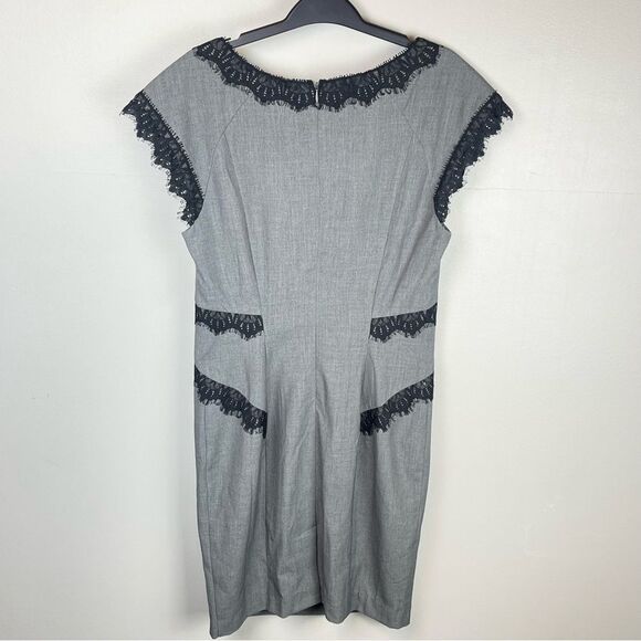 Venus Gray Sheath Dress with Black Lace Detail Size 8 - Picture 2 of 4